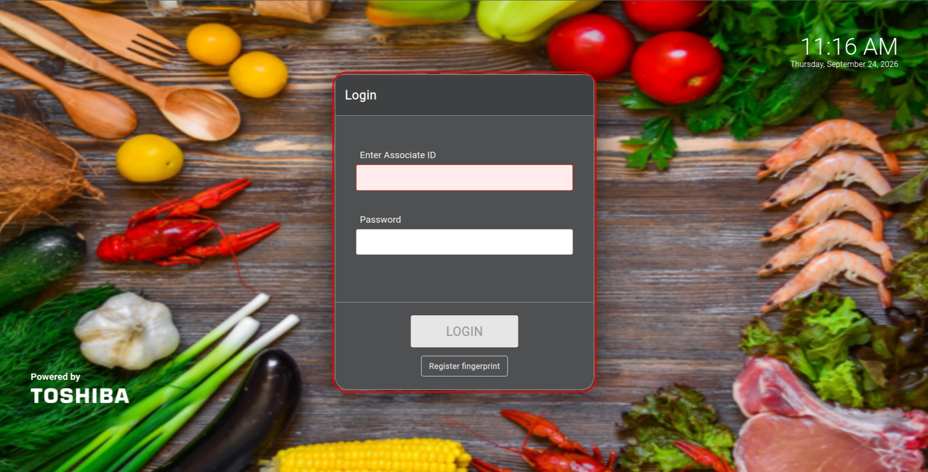 ELERA WebPOS Login dialog outlined in red to indicate that fingerprint sign-on is ready