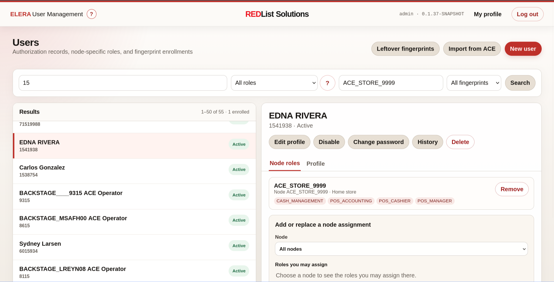 ELERA User Management directory and node roles